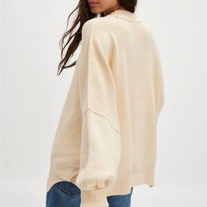 Free People Cream Ribbed Pullover